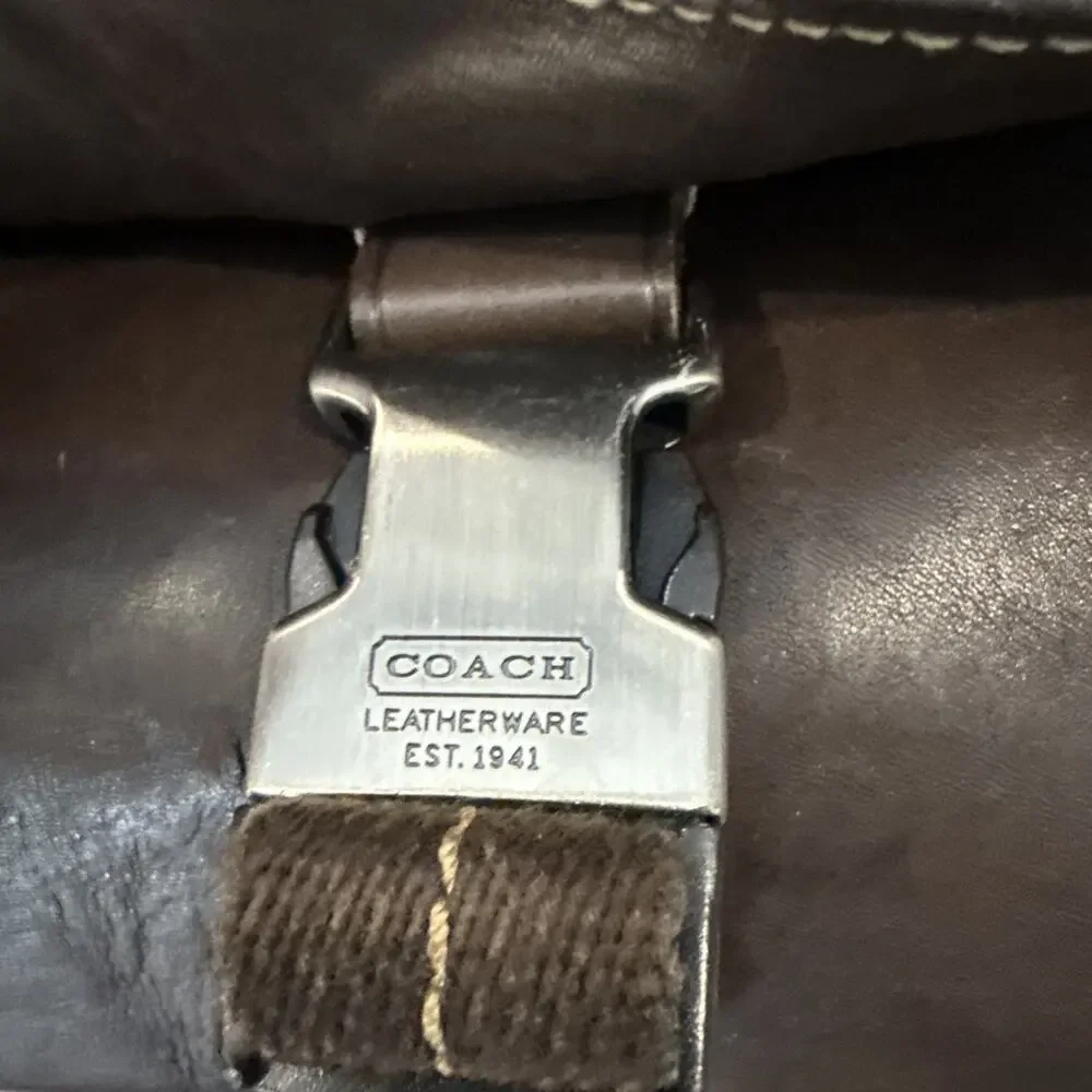 Coach #05A02 Leatherware Messenger Crossbody Dark Brown Laptop Bag X
